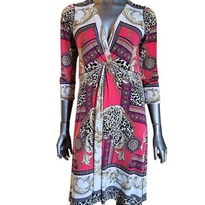 Eva Varro Vibrant Patterned Stretchy Dress - Size Medium
